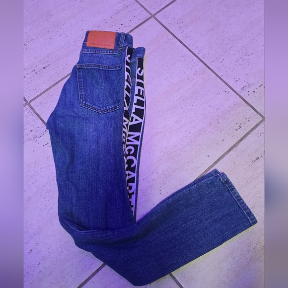 Stella McCartney Mid Rise LOGO TAPE Jeans XS